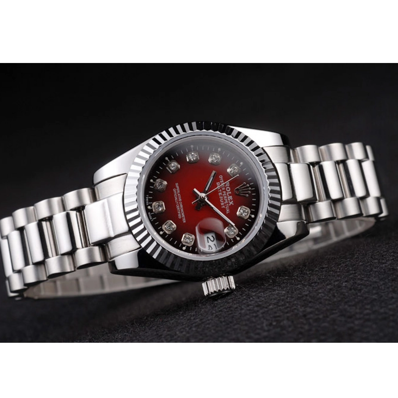 Rolex copies cheap Steel Red Tone Two Rolex Dial Stainless Datejust Polished 0804